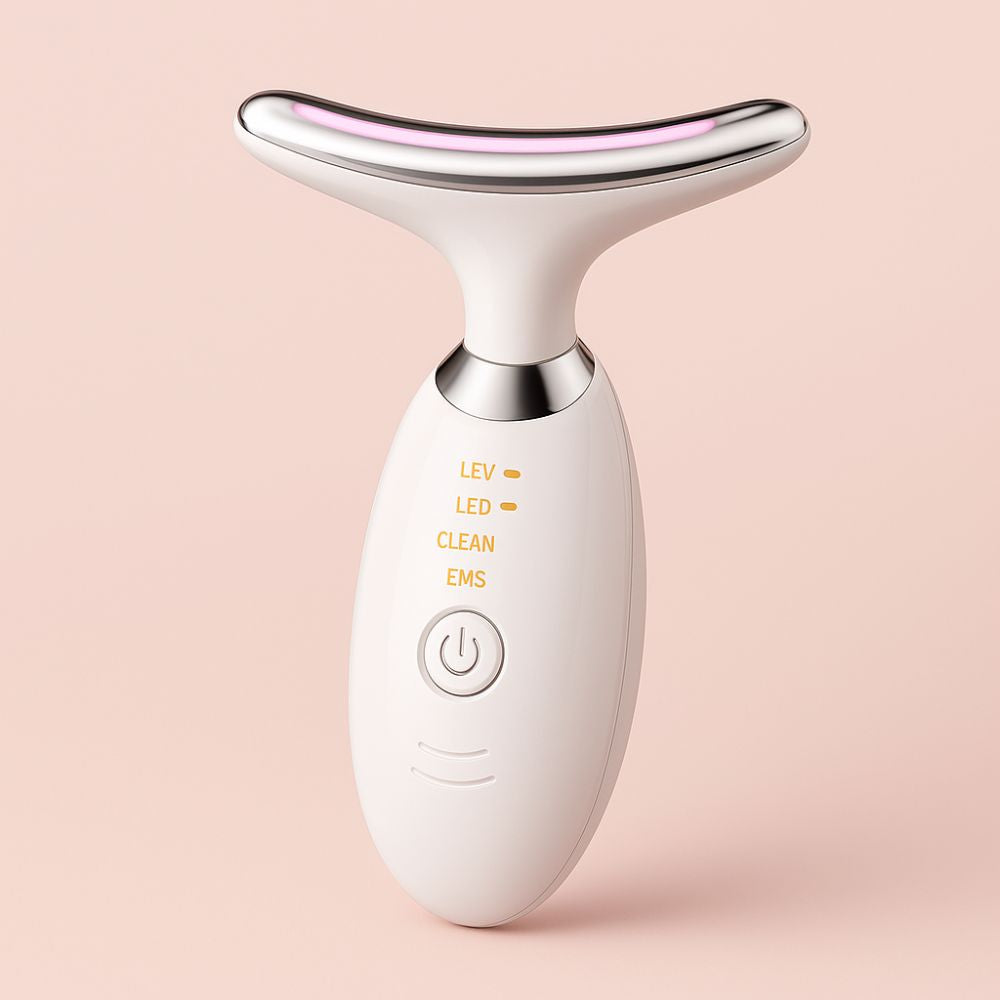 RadiantSkin™️ - Massaggiatore anti-età viso e collo con LED e EMS