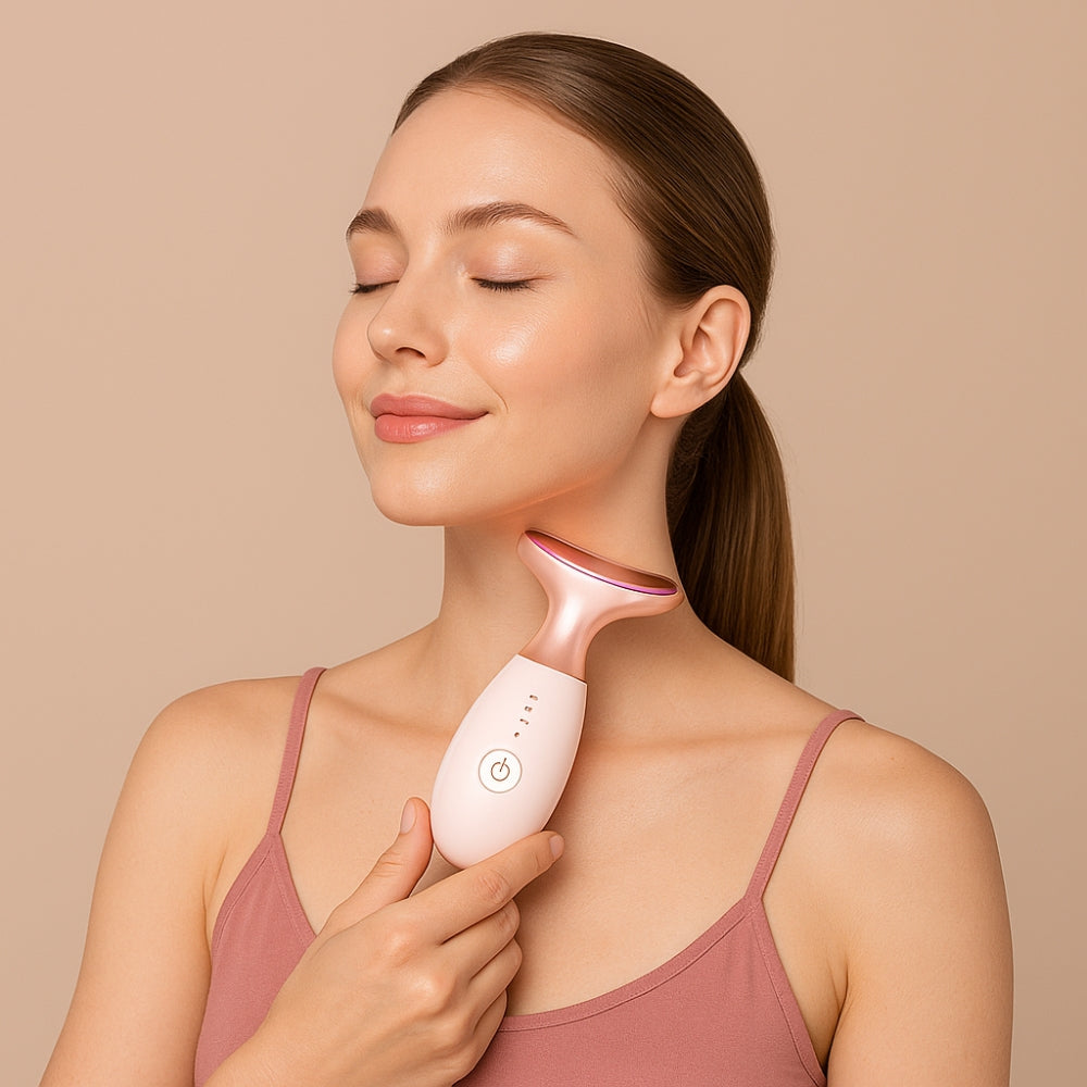 RadiantSkin™️ - Massaggiatore anti-età viso e collo con LED e EMS