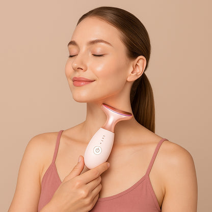 RadiantSkin™️ - Massaggiatore anti-età viso e collo con LED e EMS