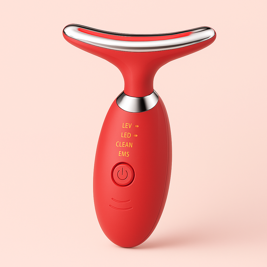 RadiantSkin™️ - Massaggiatore anti-età viso e collo con LED e EMS