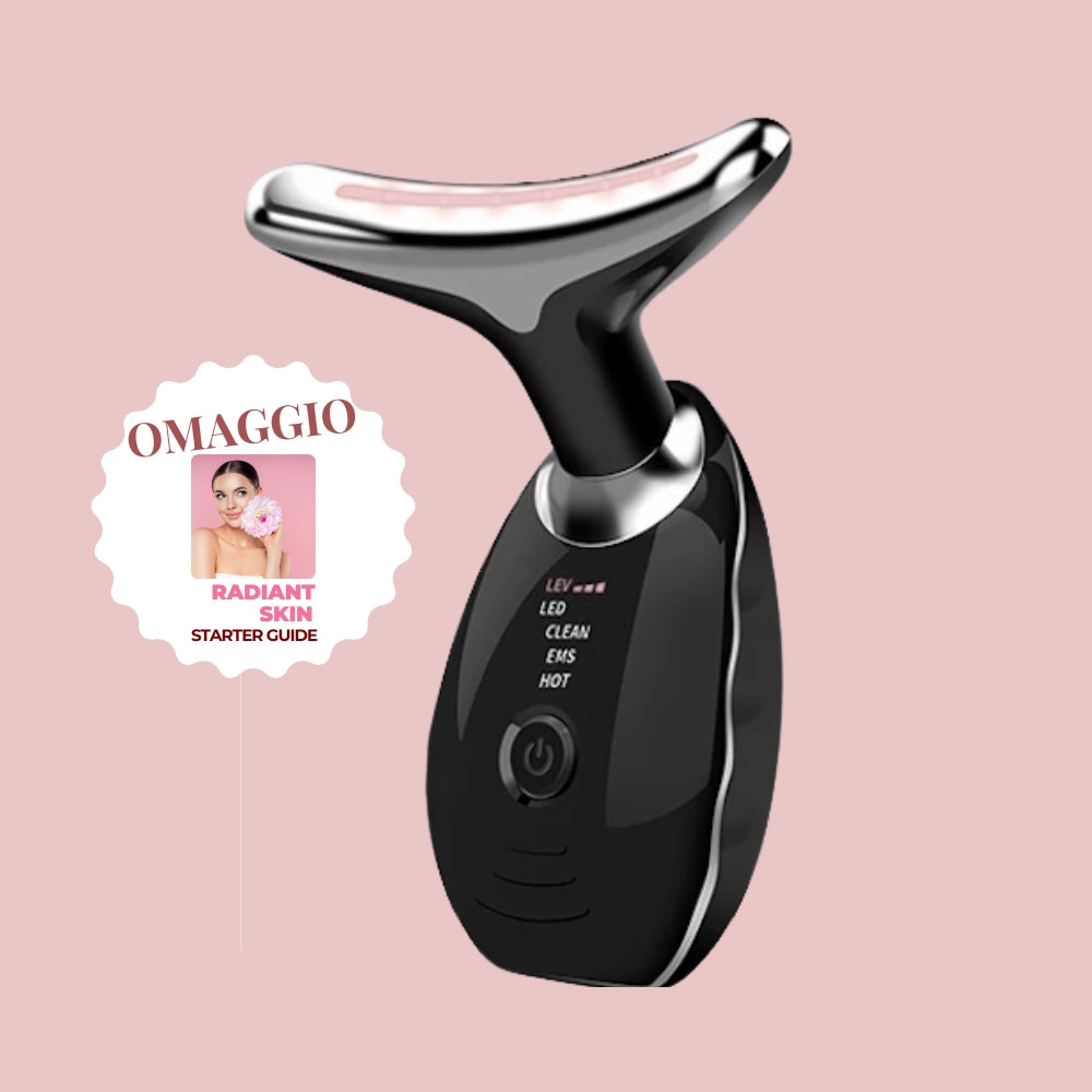 RadiantSkin™️ - Massaggiatore anti-età viso e collo con LED e EMS