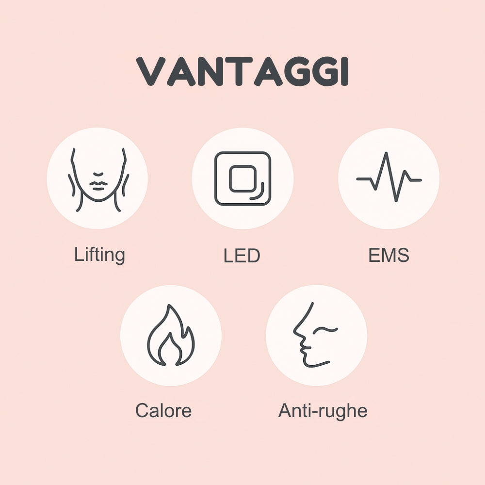 RadiantSkin™️ - Massaggiatore anti-età viso e collo con LED e EMS