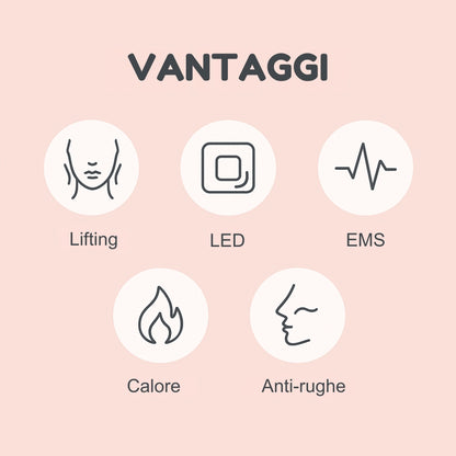 RadiantSkin™️ - Massaggiatore anti-età viso e collo con LED e EMS